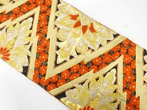 アンティーク　松皮菱に華紋模様織り出し袋帯（着用可）